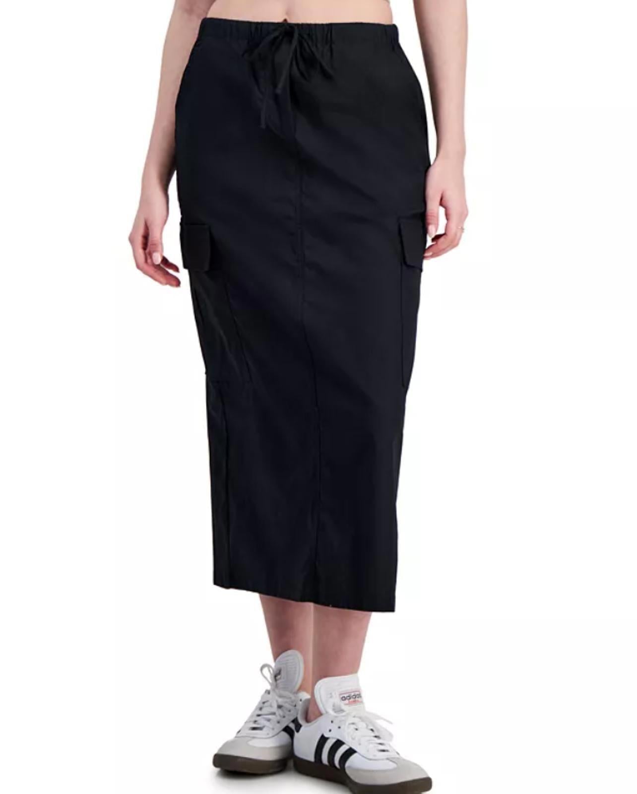 HIPPIE ROSE JUNIORS DRAWSTRING-WAIST SKIRT -  BLACK - Size - Large