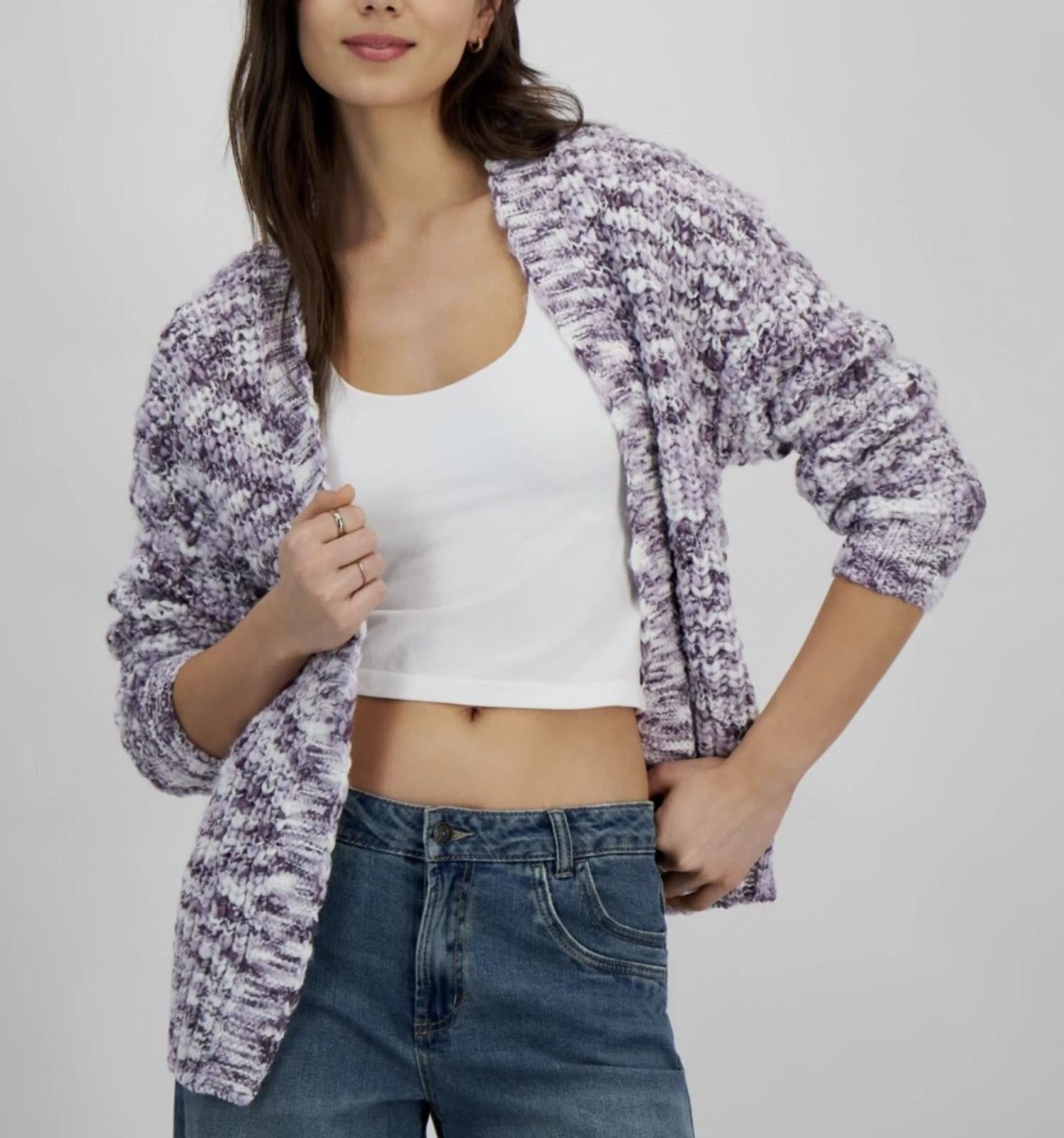 HIPPIE ROSE JUNIORS OPEN-FRONT LONG-SLEEVE TOP - Size - XS