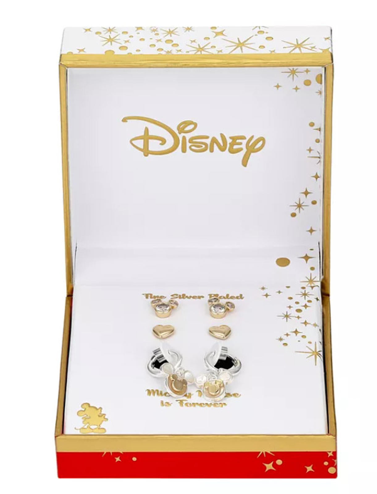 Disney Cubic Zirconia and Mother of Pearl Mickey Mouse Hoop Stud Earring Set