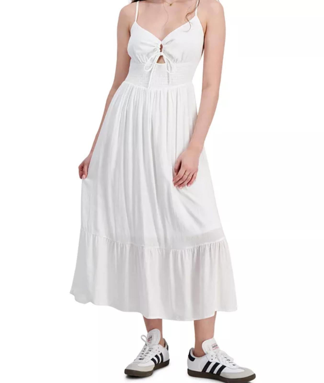 HIPPIE ROSE JUNIORS KEYHOLE SWEETHEART-NECK DRESS - IVORY - Size - L