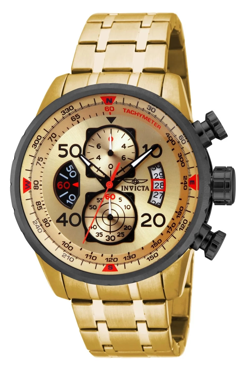 Invicta Aviator Quartz Gold Dial Men's Watch 48 mm 17205