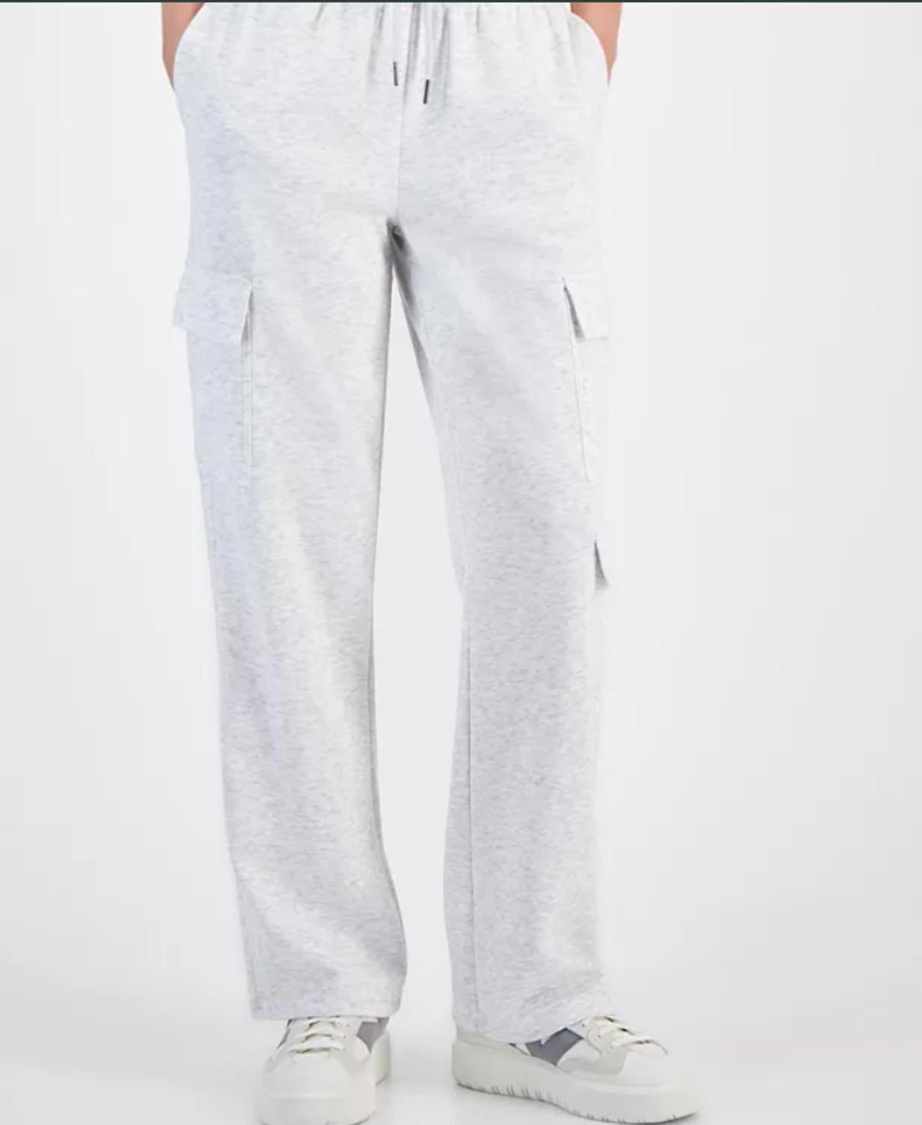 HIPPIE ROSE JUNIORS HIGH-RISE WIDE-LEG  CARGO WHITE HEATHER - Size - L