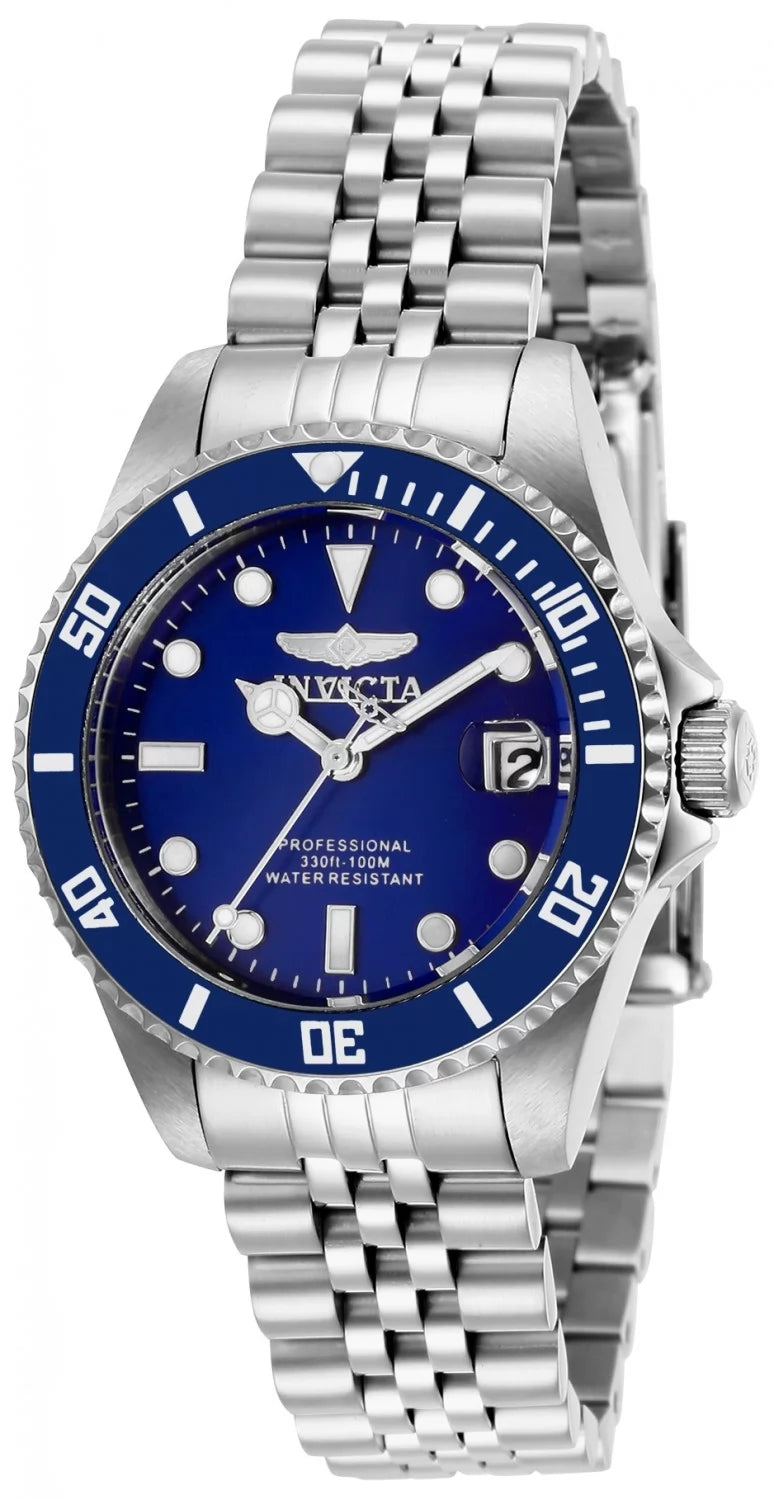 Invicta Pro Diver Quartz Blue Dial Lady Watch 34 mm 29187