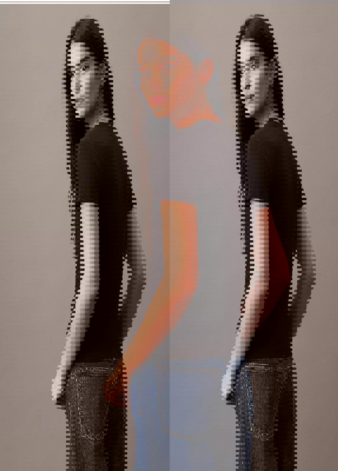 CALVIN KLEIN JEANS COTTON CREWNECK SHORT SLEEVE- BLACK - Size - M