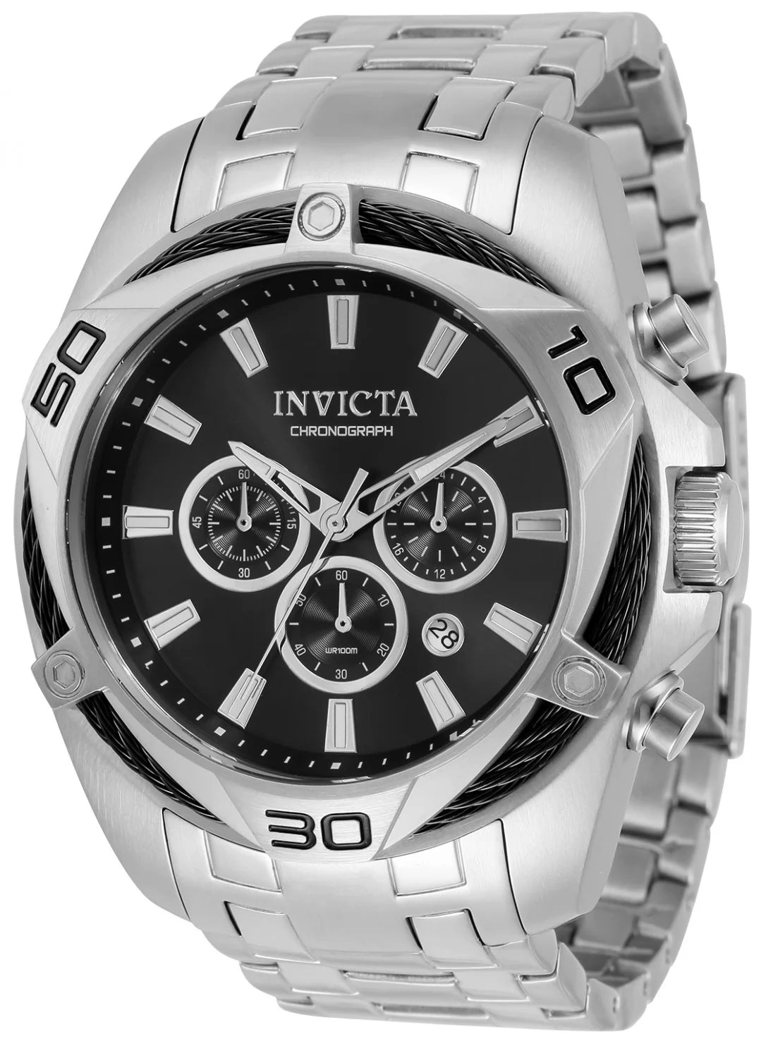 Invicta Bolt Quartz Black Dial Men's Watch 50 mm 32372