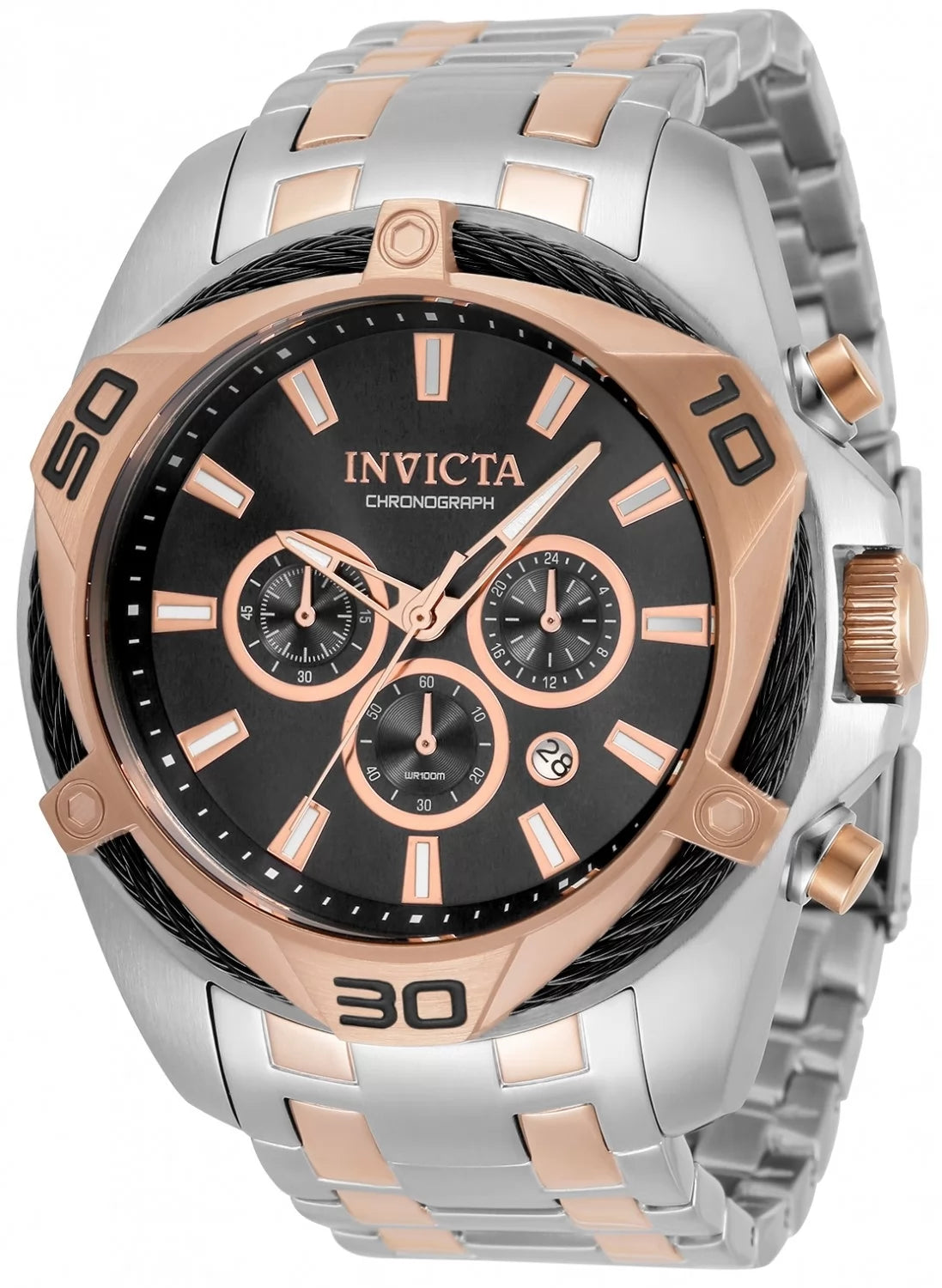 Invicta Bolt Quartz Black Dial Men's Watch 50 mm 34129