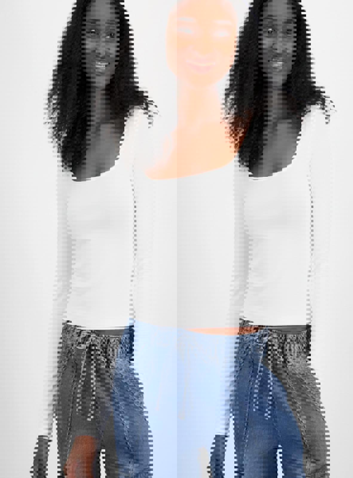 PLANET HEART WOMENS SQUARE-NECK CROPPED WHITE - Size - XL