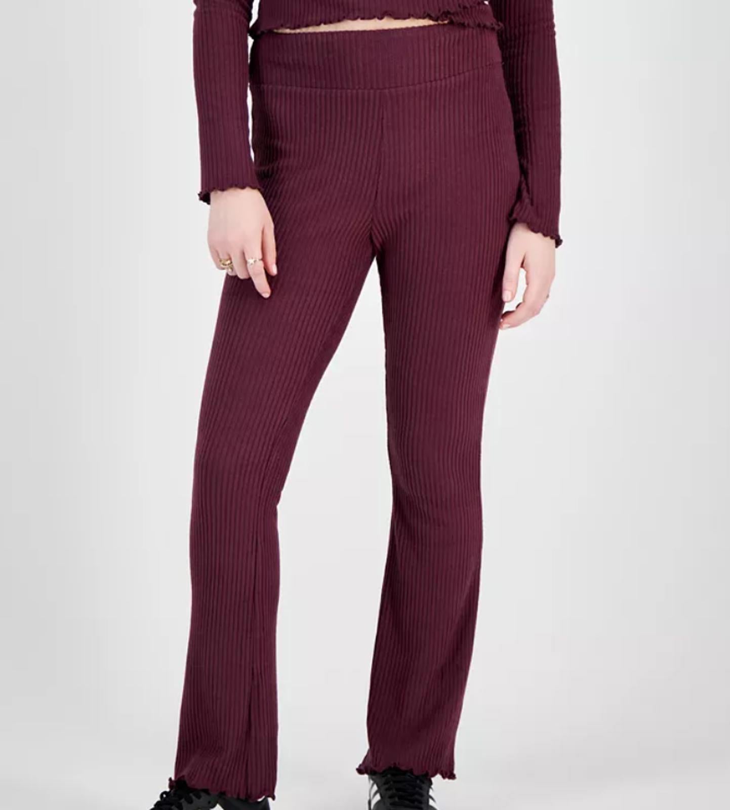 PLANET HEART JUNIORS RIB-KNIT FLARE LEGGINGS SUGAR BEAT - Size - Large