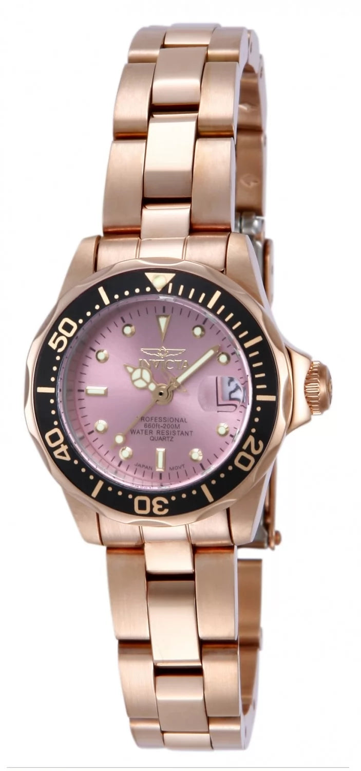 Invicta Pro Diver Quartz Pink Dial Lady Watch 24 mm 14100