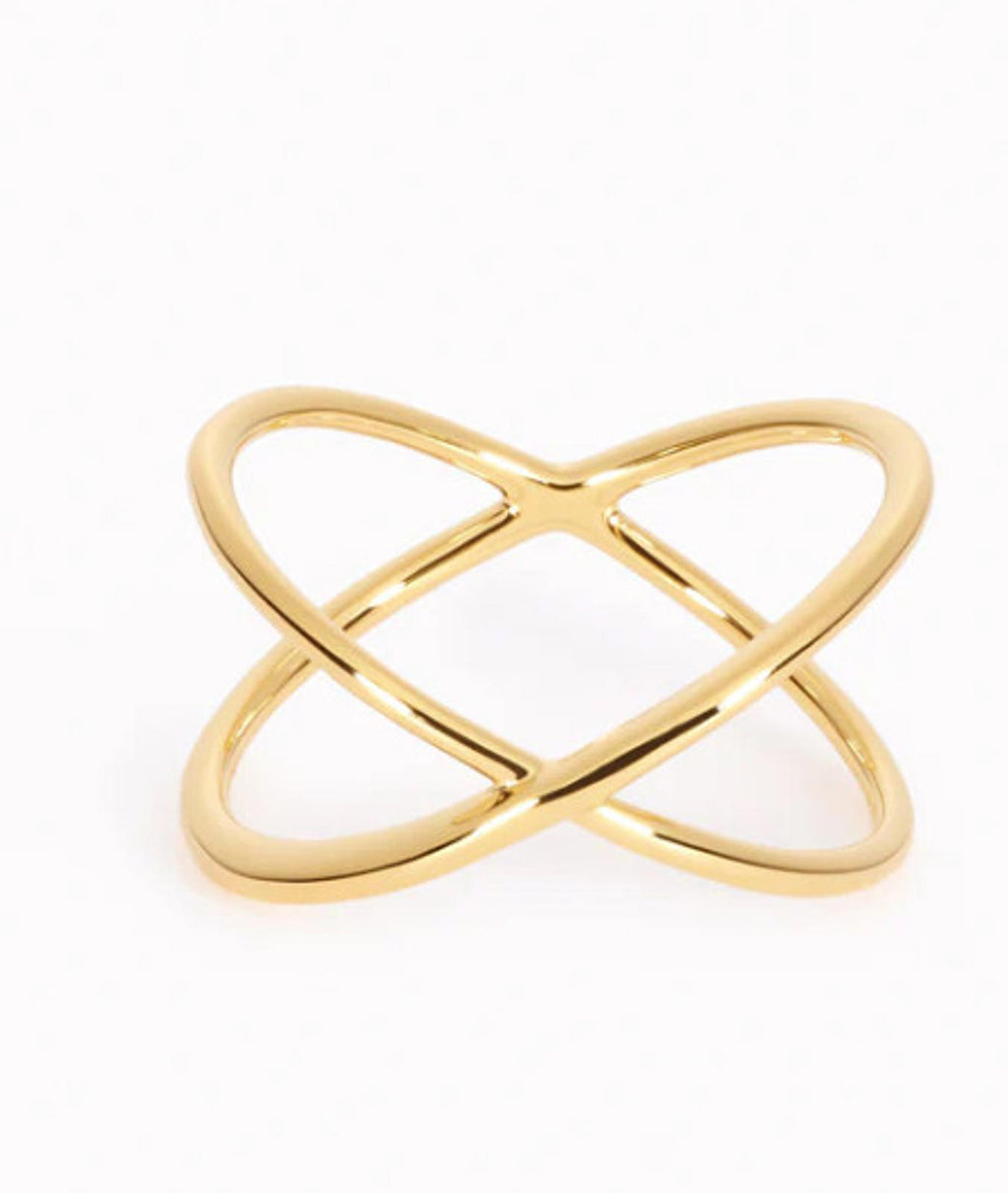 Jasmine Lane Gold X Criss Cross Ring Size 7 Modern Fashion Jewelry NWT