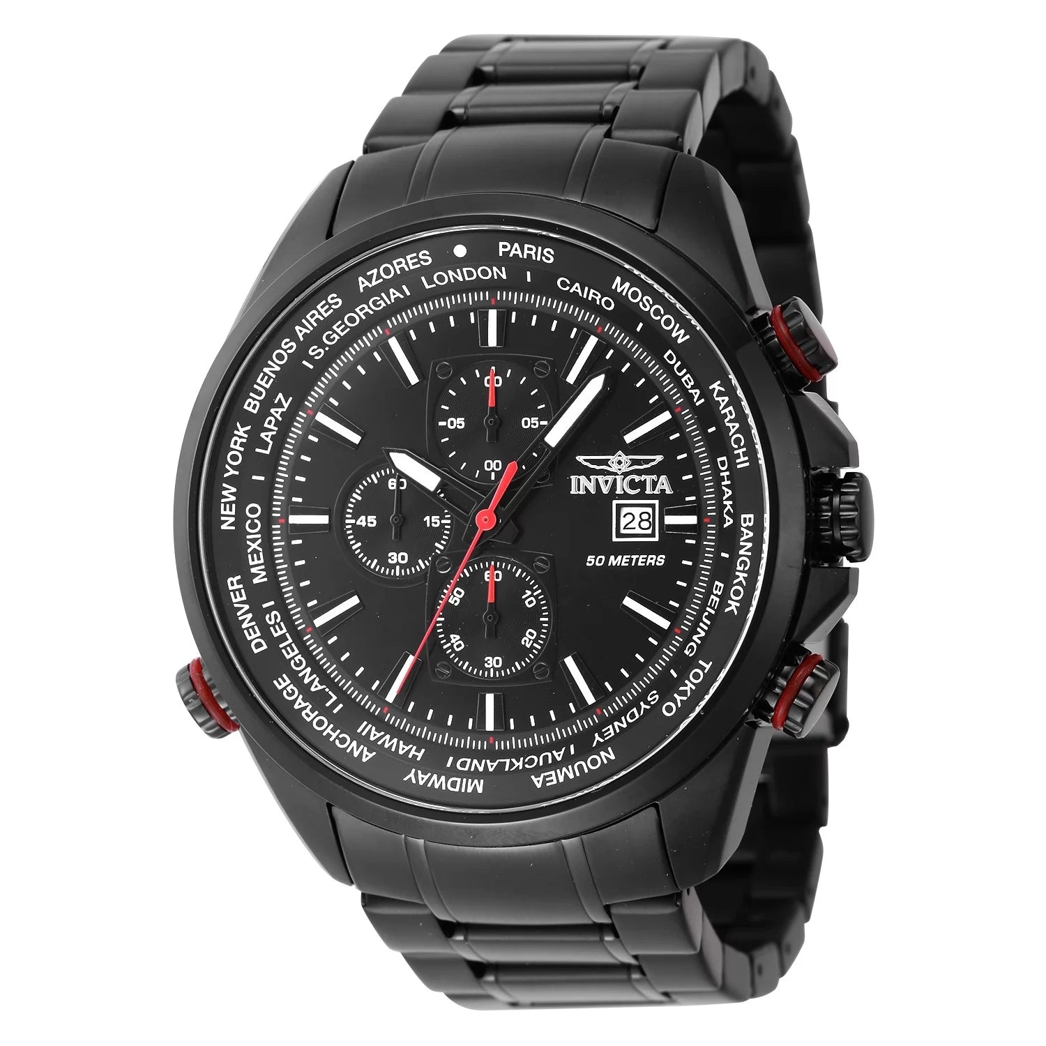 Invicta Aviator Quartz Black Dial Men's Watch 50 mm 47820