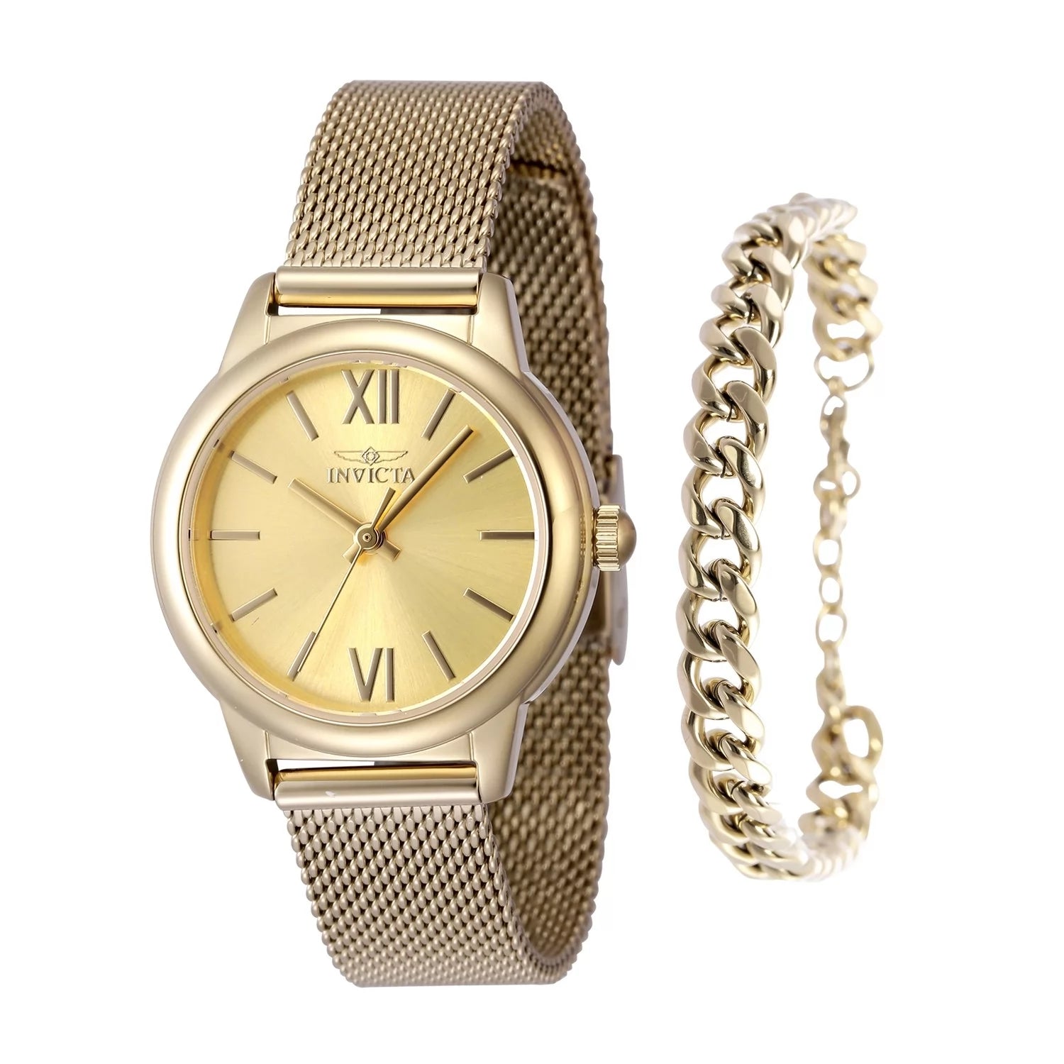Invicta Angel Quartz Gold Dial Lady Watch 30 mm 48250