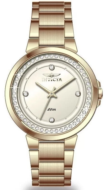 Invicta Angel Quartz Gold Dial Lady Watch 33 mm 50165