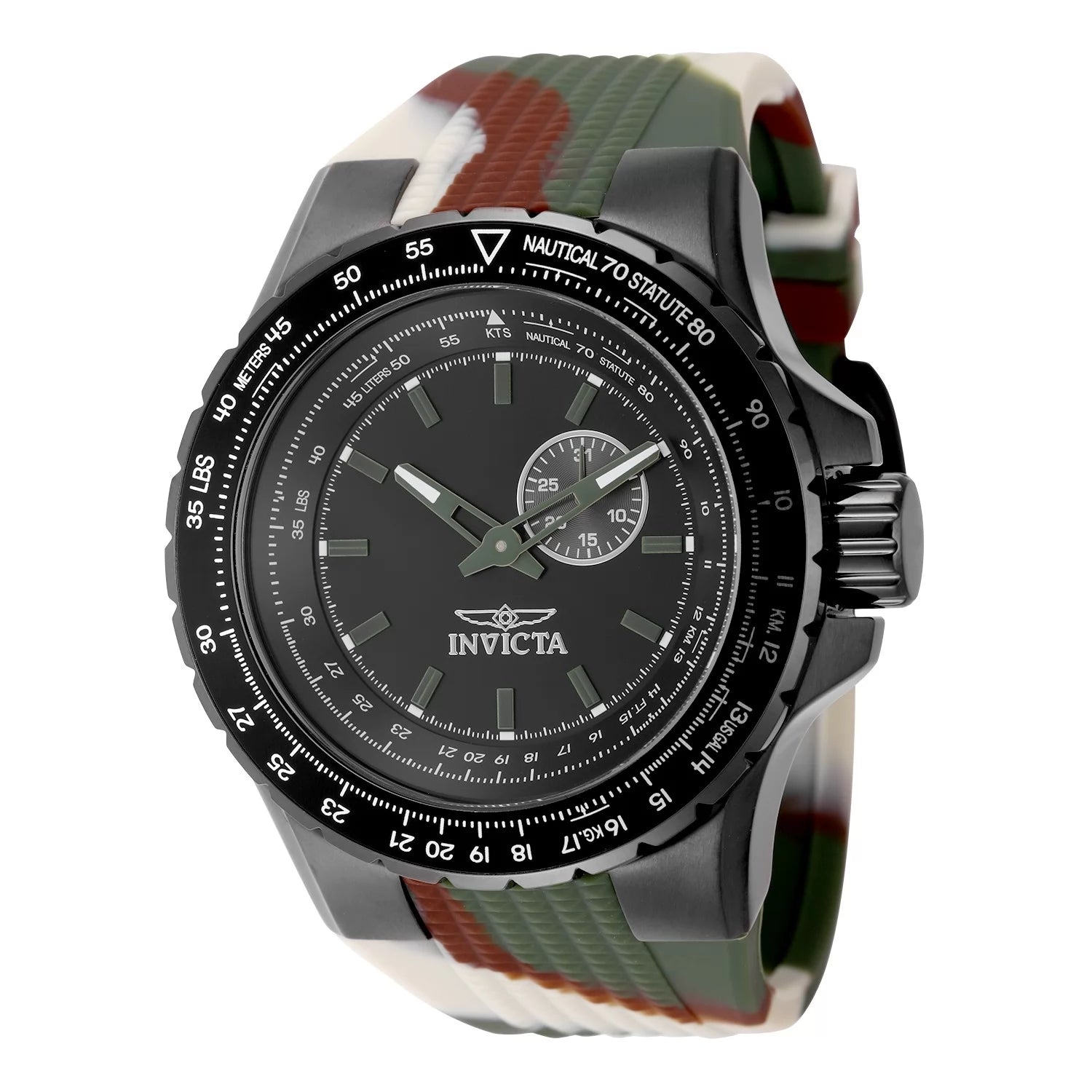 Invicta Aviator Quartz Black Dial Men's Watch 50 mm 49730