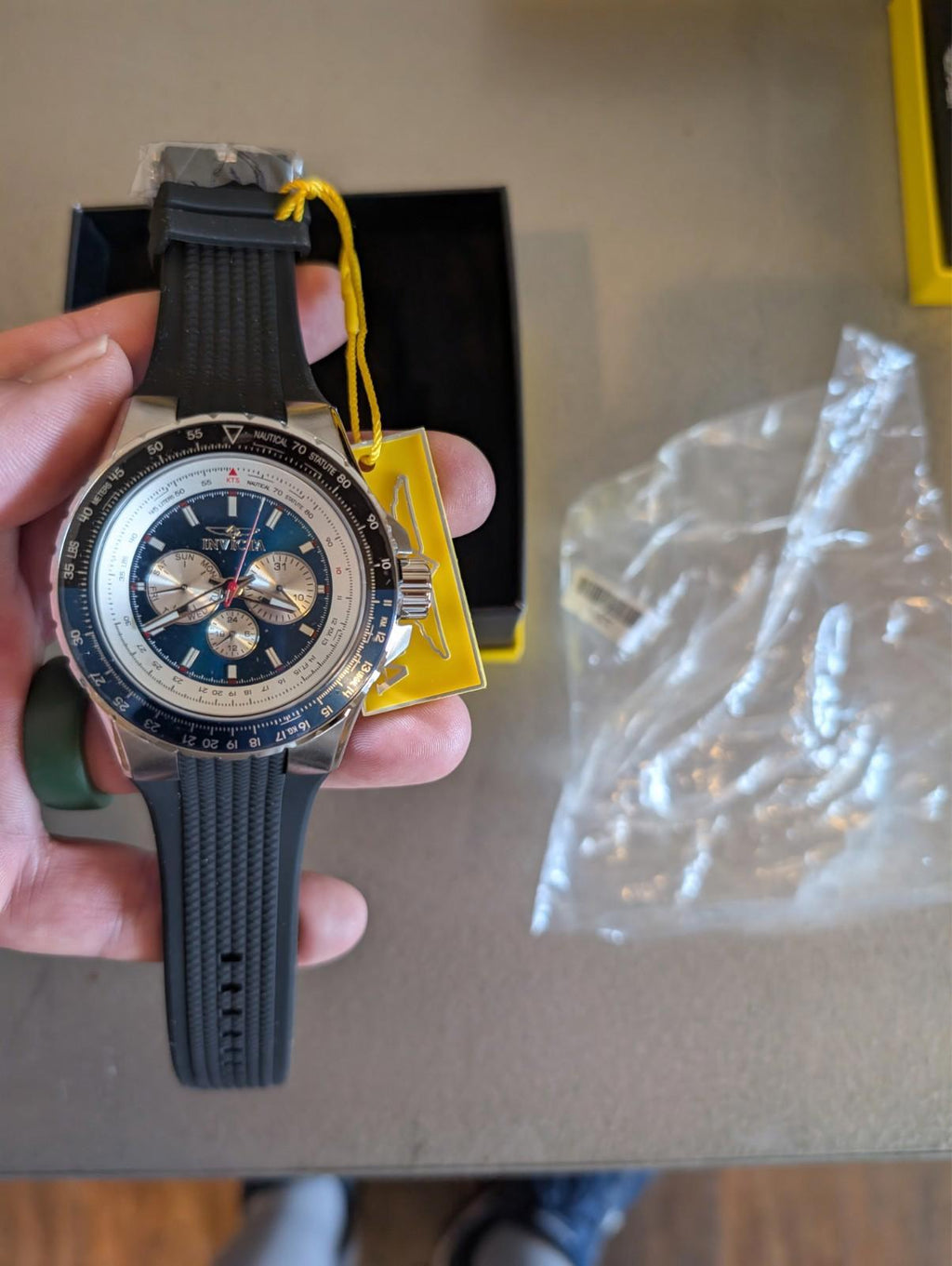 Invicta Aviator Stainless Steel Quartz Watch 32916 Black Blue Silver - NIB