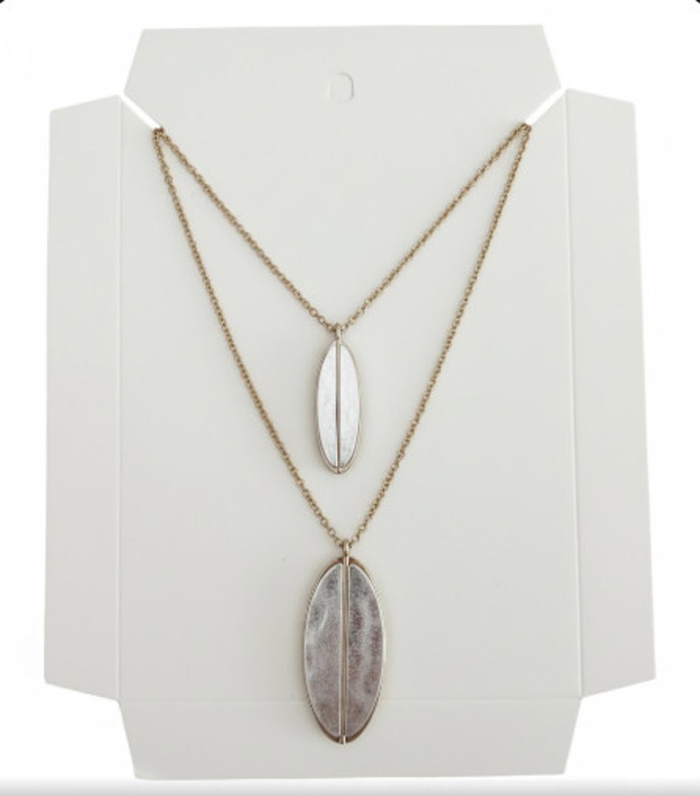 Romolo Layered Gold Necklace Hammered Oval Silver Pendants