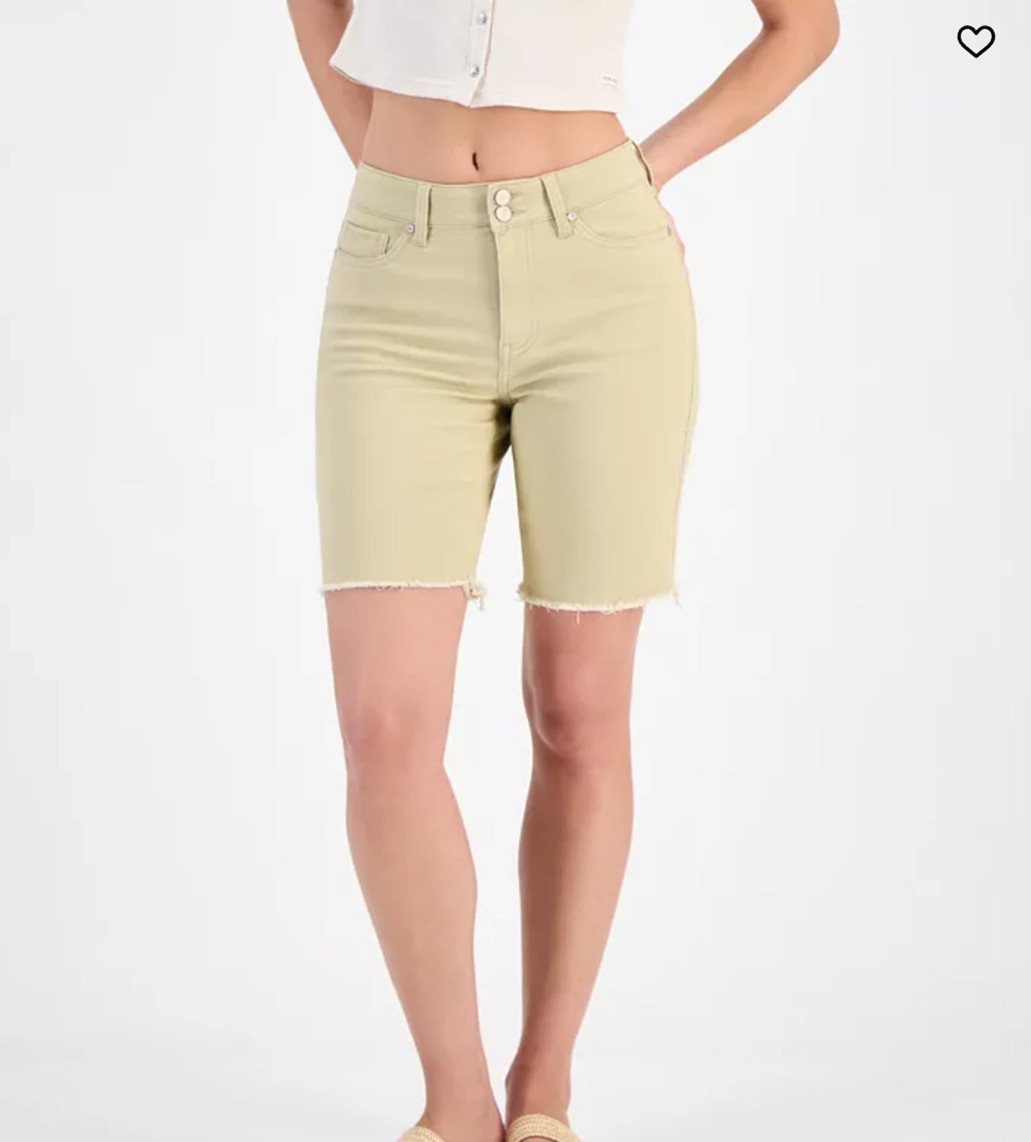 Dollhouse Juniors' High-Rise Frayed Bermuda Shorts Size 7/8