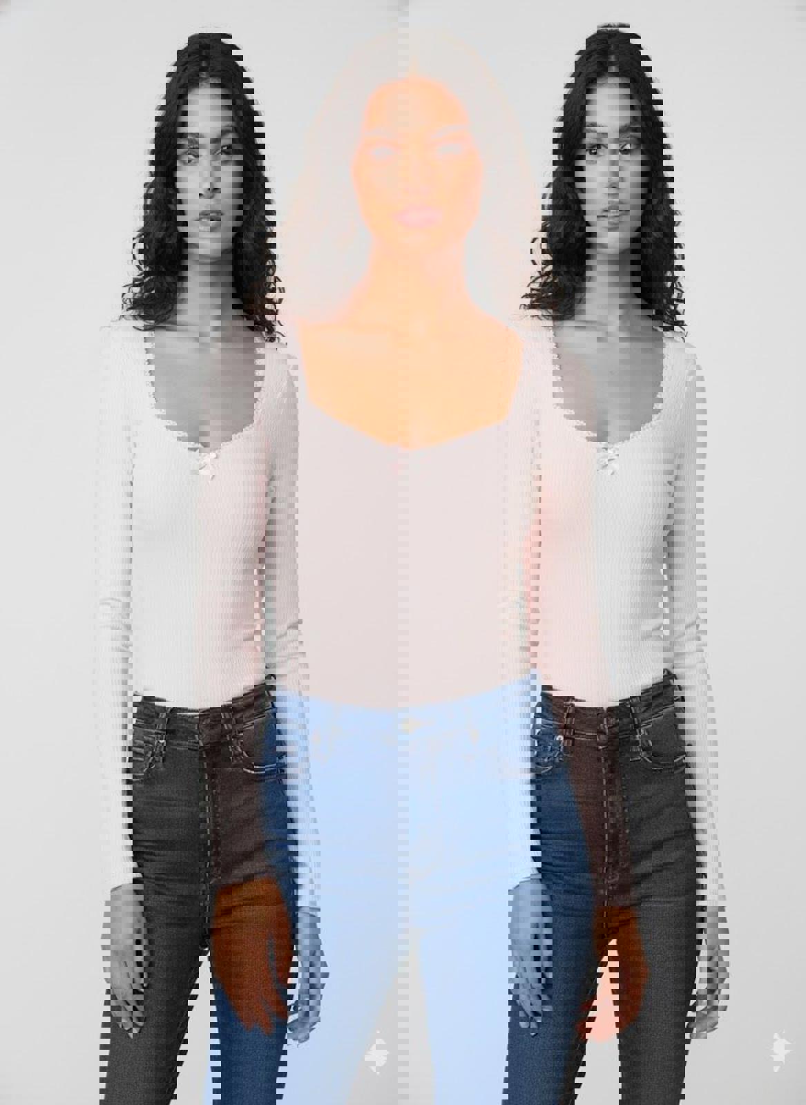 SELF ESTEEM JUNIORS SWEETHEART-HEART LONG SLEEVE Pink - Size - Medium