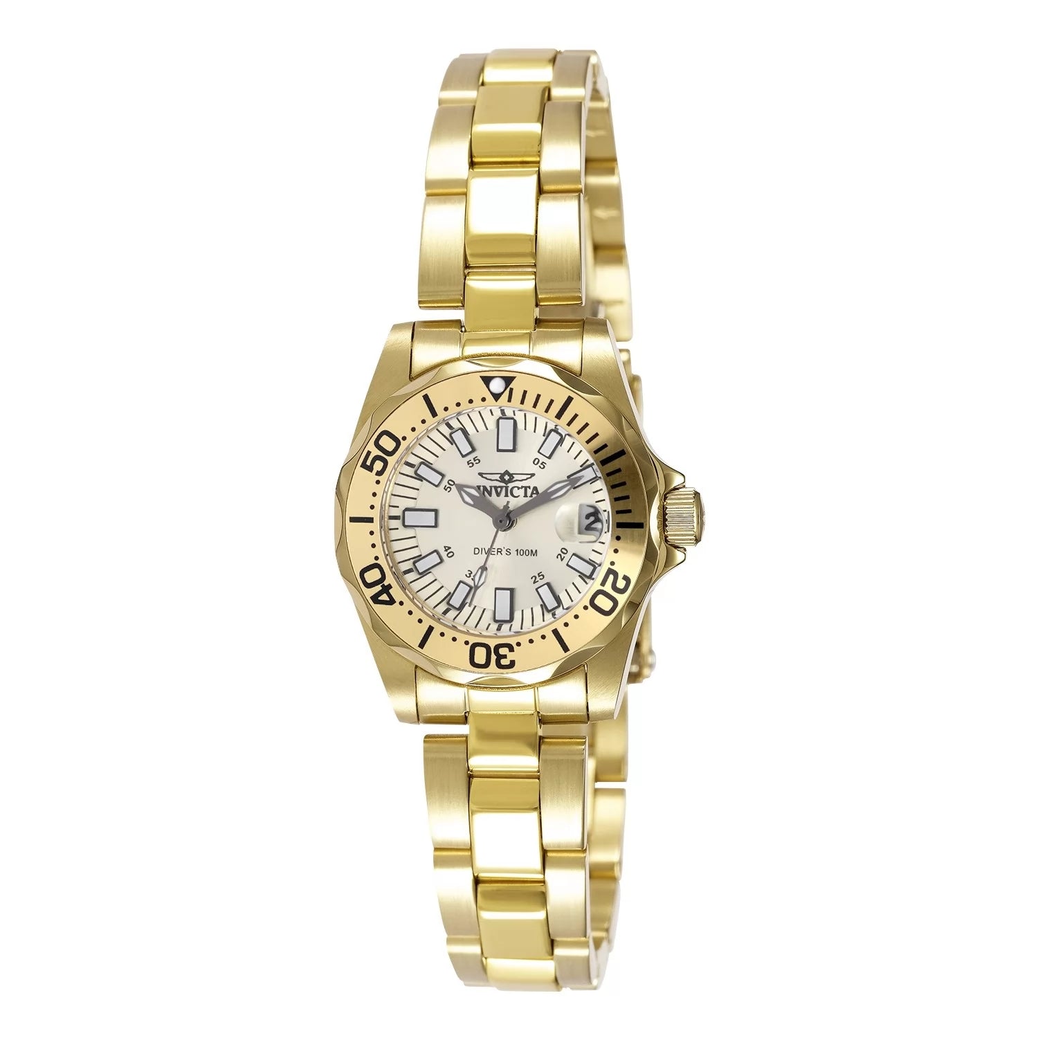 Invicta Signature Quartz Gold Dial Lady Watch 27 mm 7065