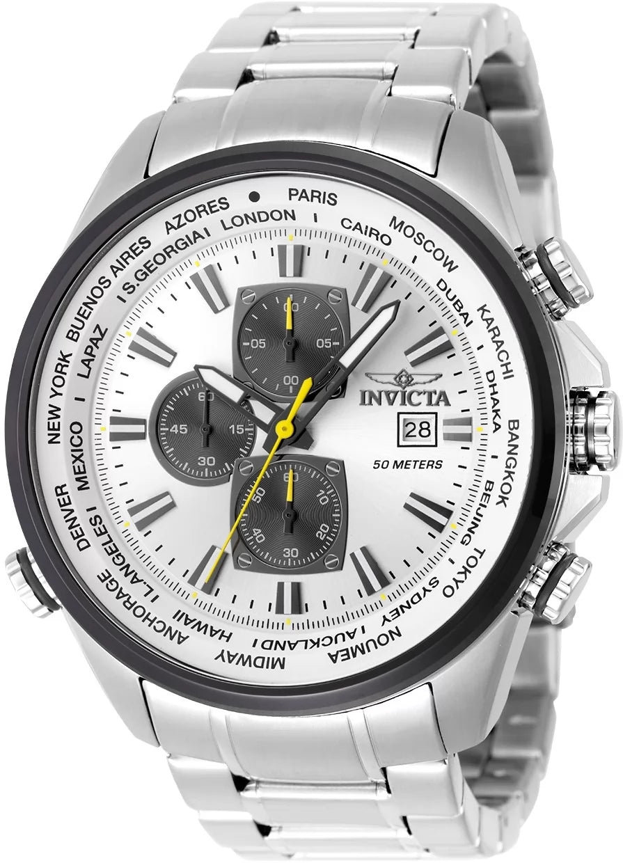 Invicta Aviator Quartz Silver Dial Men's Watch 50 mm 50501