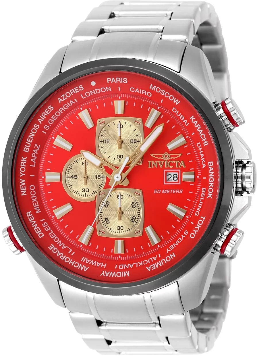 Invicta Aviator Quartz Red Dial Men's Watch 50 mm 50502