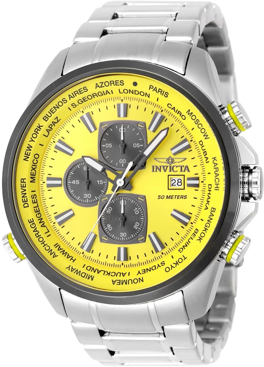 Invicta Aviator Quartz Yellow Dial Men's Watch 50 mm 50503