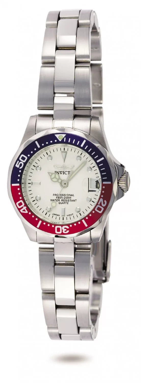 Invicta Pro Diver Quartz White Dial Lady Watch 24 mm 8940