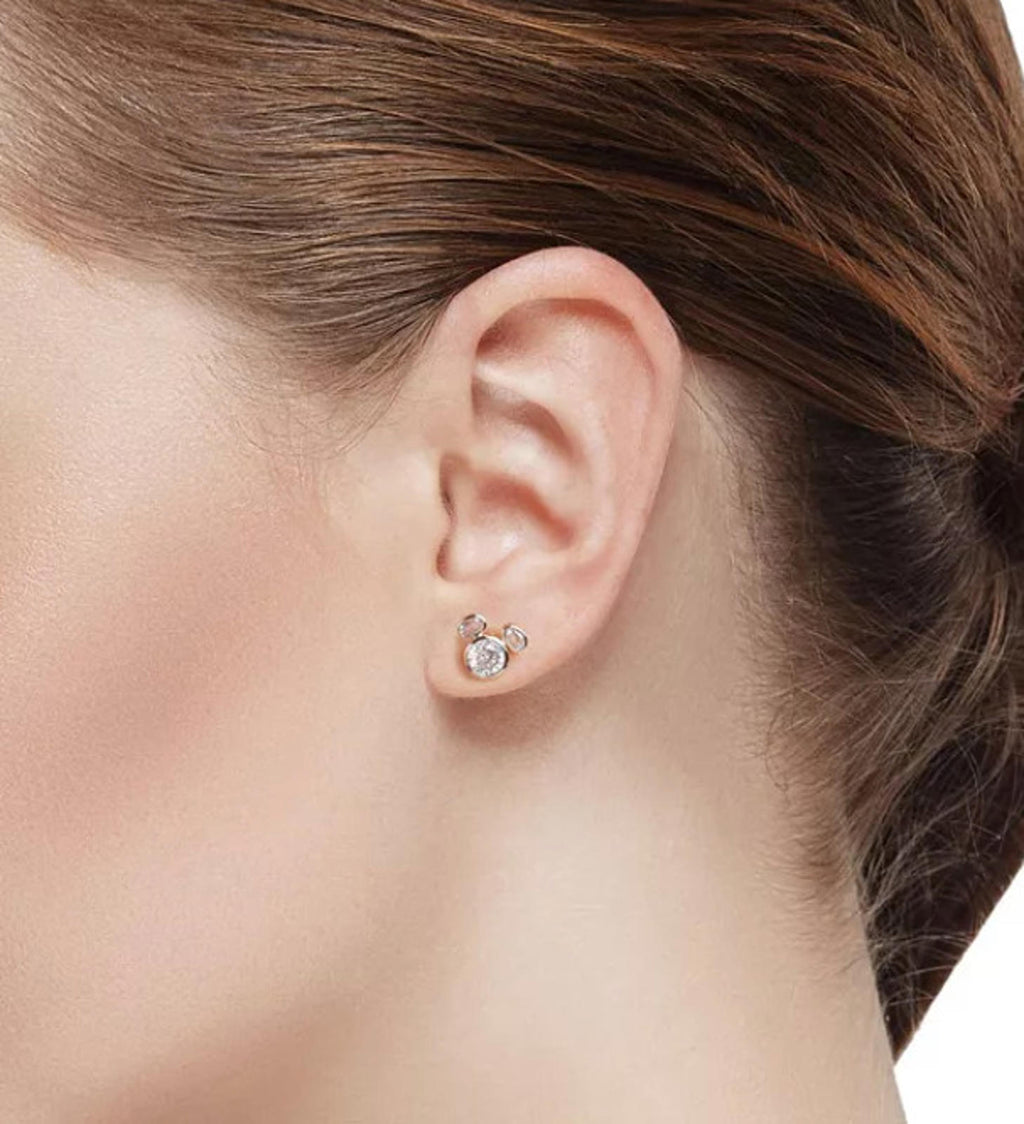 Disney Cubic Zirconia and Mother of Pearl Mickey Mouse Hoop Stud Earring Set