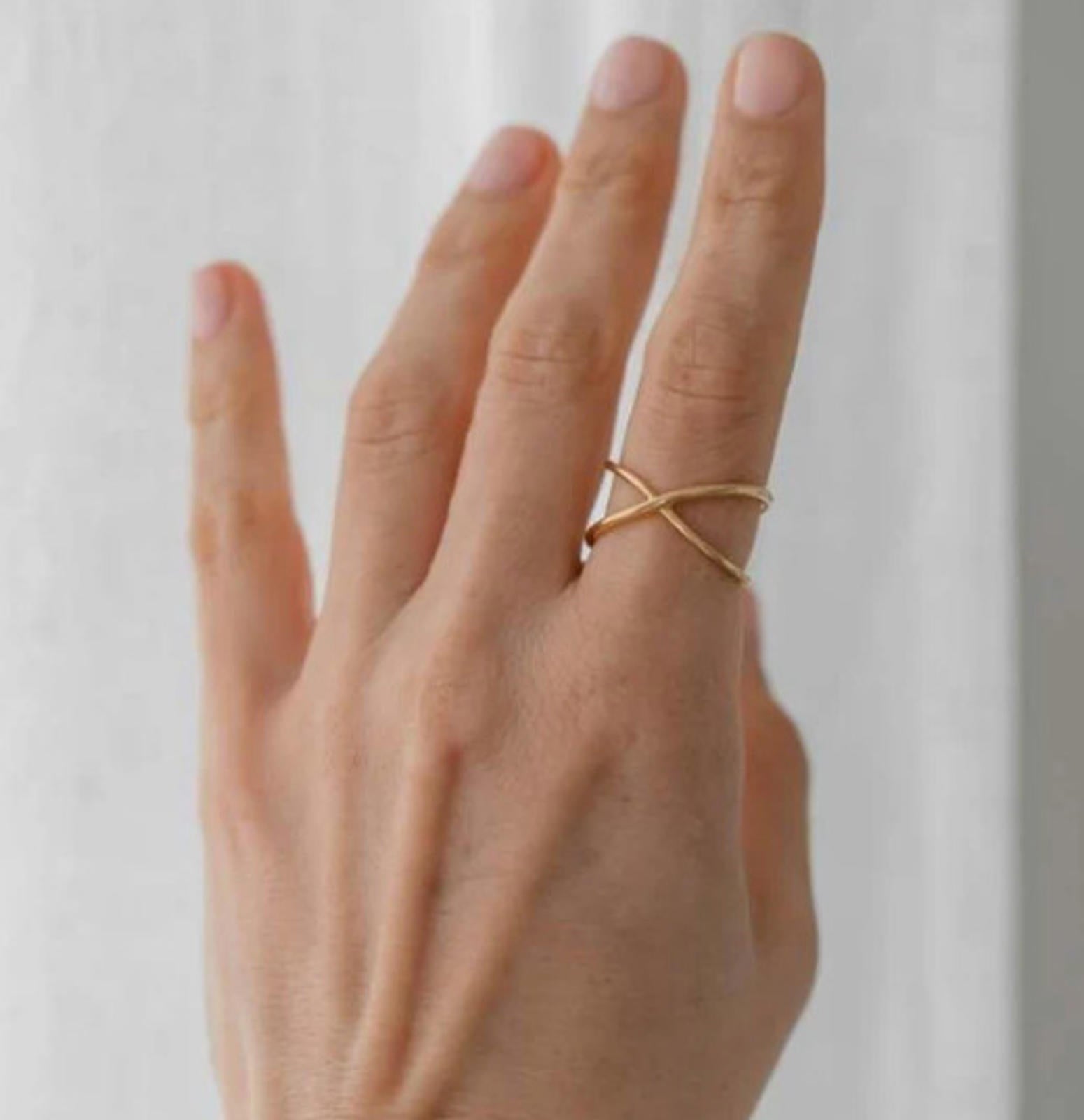 Jasmine Lane Gold X Criss Cross Ring Size 7 Modern Fashion Jewelry NWT