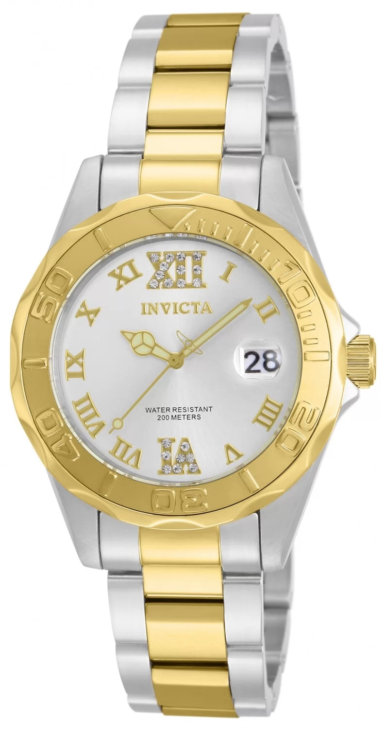 Invicta Pro Diver Quartz Silver Dial Lady Watch 38 mm 12852