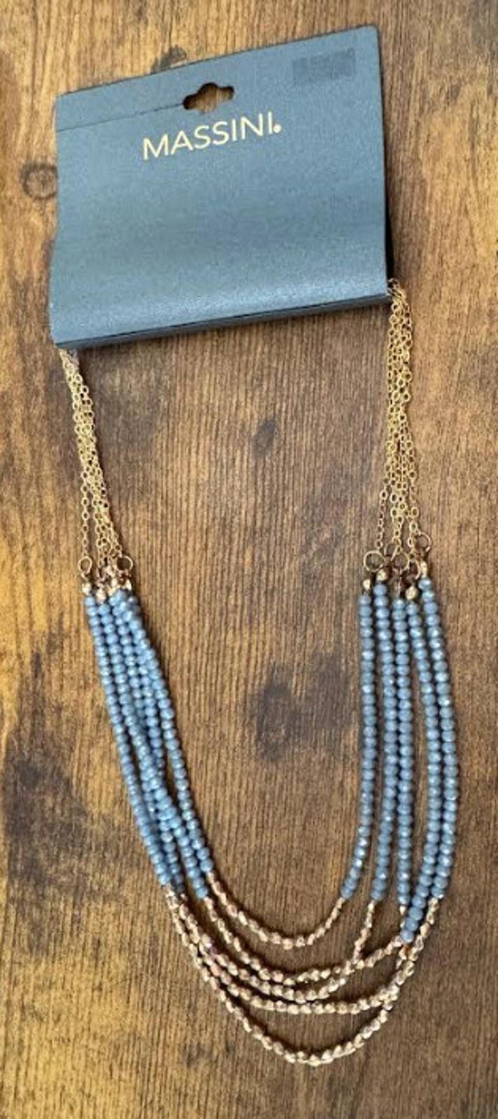 Massini Gold and AquaBlue Multistrand Necklace - NWT
