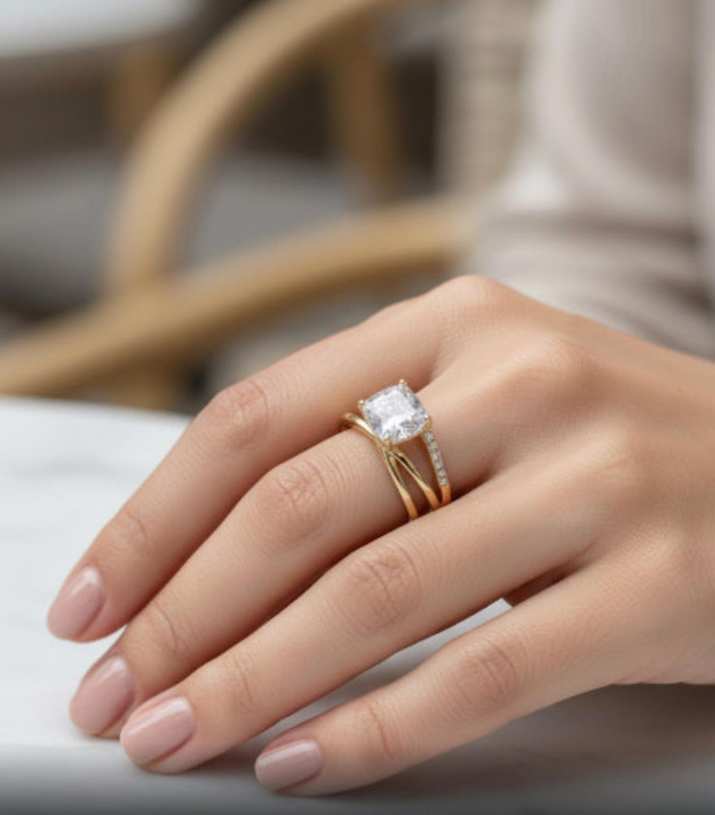 Charter Club Gold-Tone Cubic Zirconia Overlap Open Ring