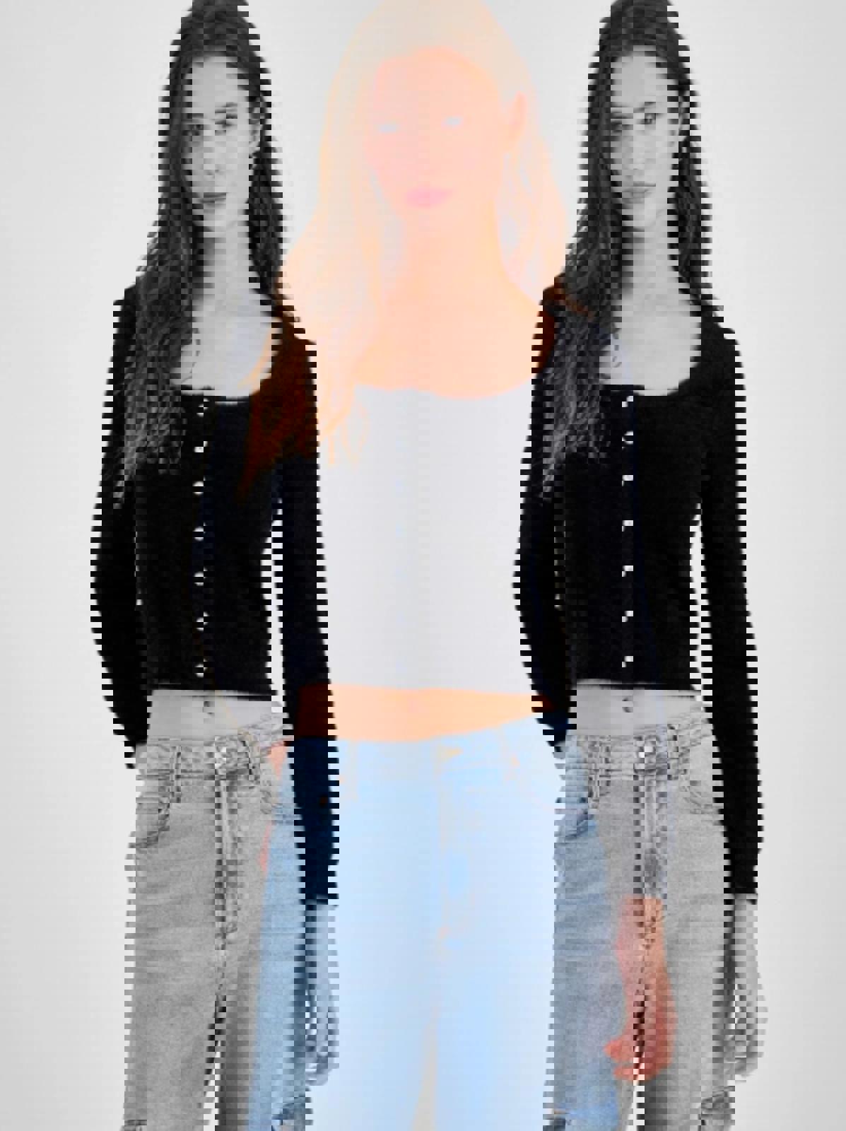 PLANET HEART JUNIORS EMBELLISHED-BUTTON EY BLACK - Size - Small