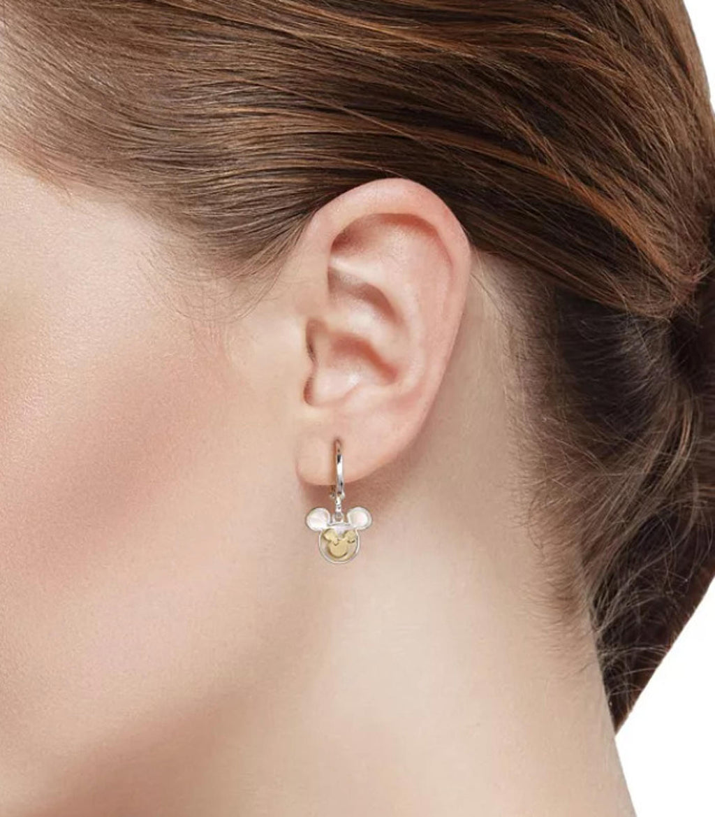 Disney Cubic Zirconia and Mother of Pearl Mickey Mouse Hoop Stud Earring Set