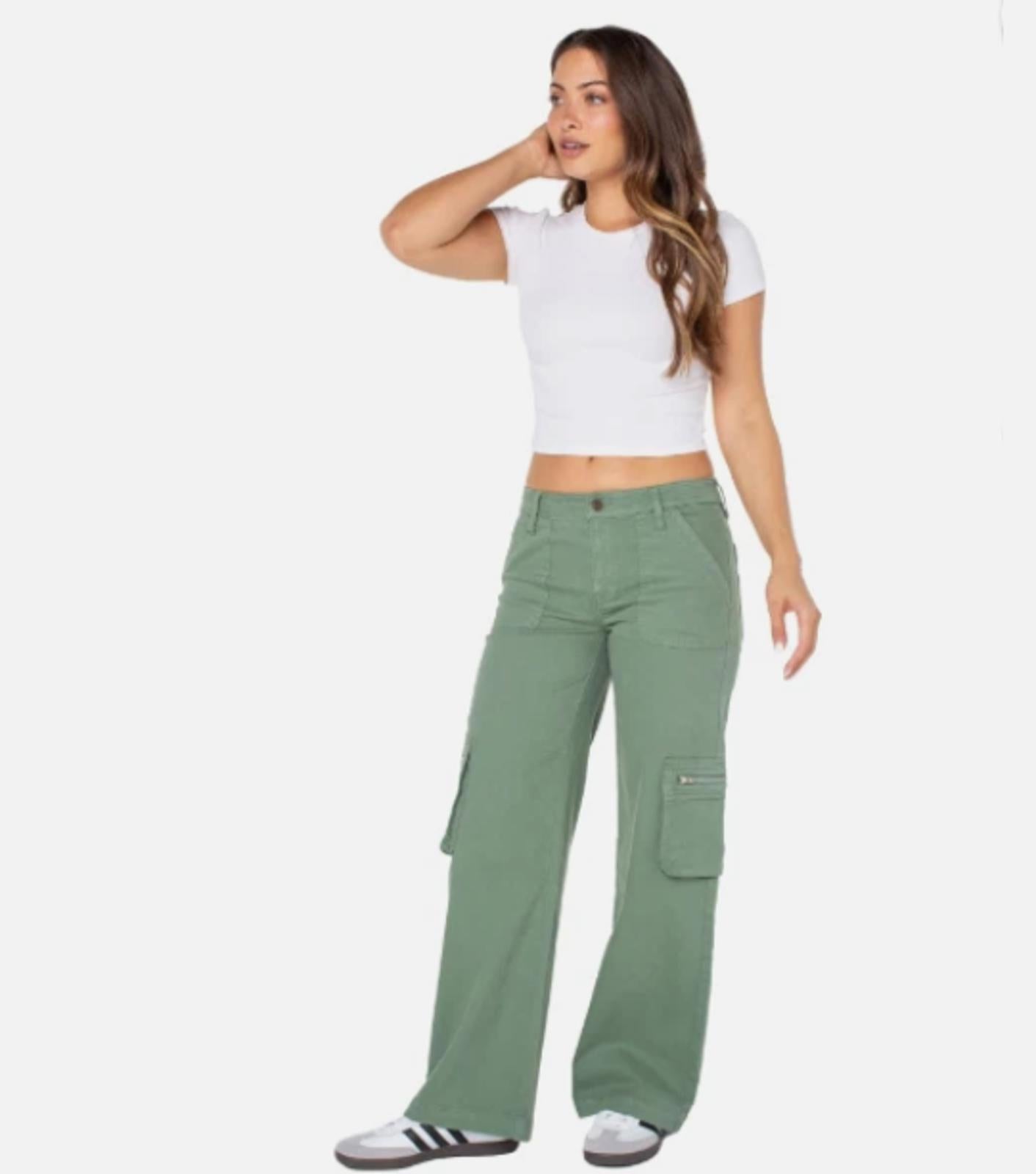 CELEBRITY PINK JUNIORS WIDE-LEG ZIPPERED CARGO PANTS CAMO - Size - 0