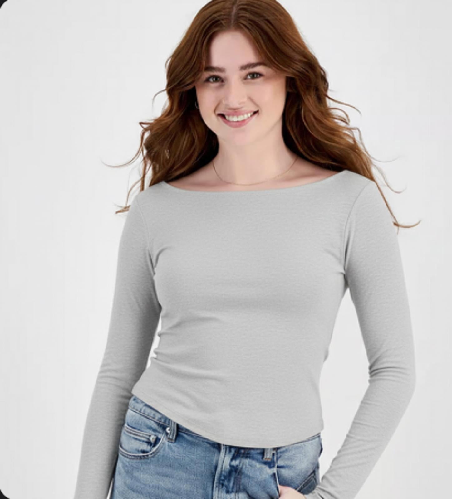 PLANET HEART JUNIORS SEAMLESS BOAT-NECK TO QUIET GRAY Size - S