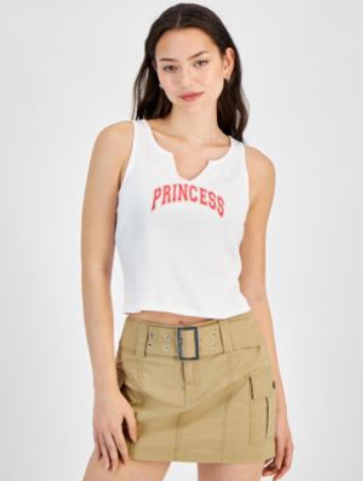 SELF ESTEEM JUNIORS COTTON PRINCESS GRAPH TANK SNOW WHITE - Size - S