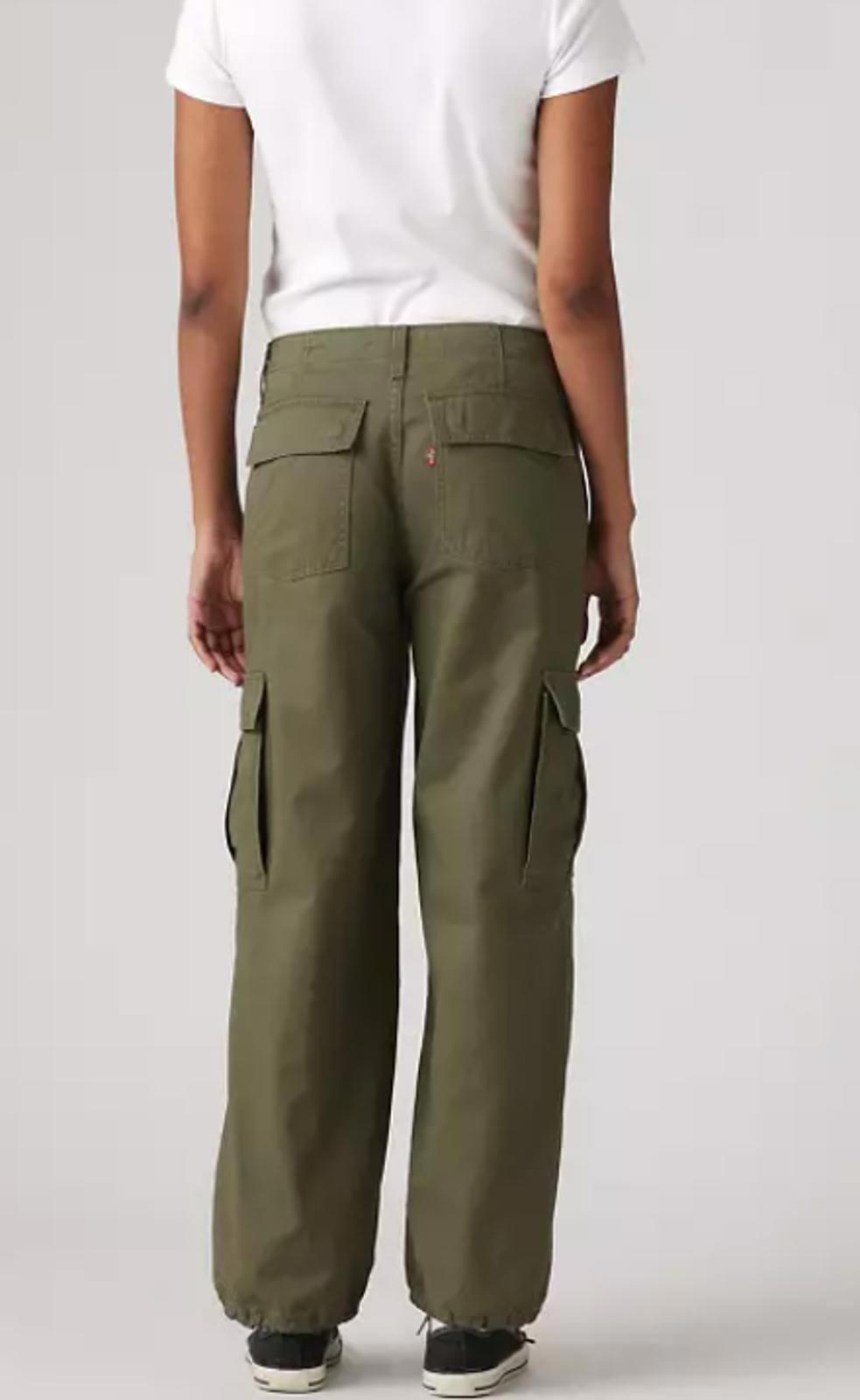 LEVI STRAUSS WOMENS 94 BAGGY COTTON HIGH ARMY GREEN - 29" (Size 8)