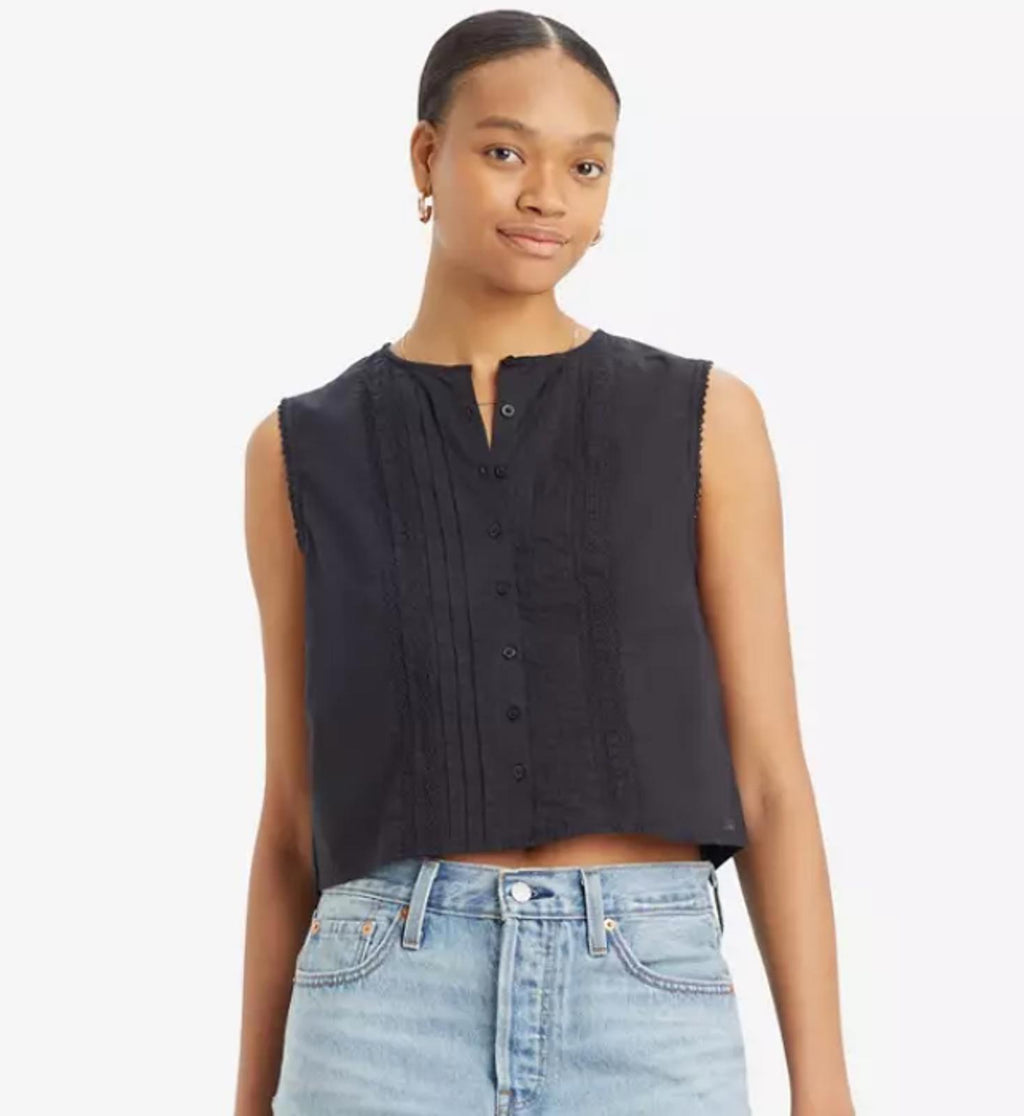 LEVI'S LORELAI COTTON SLEEVELESS Top CAVIAR Size - XL