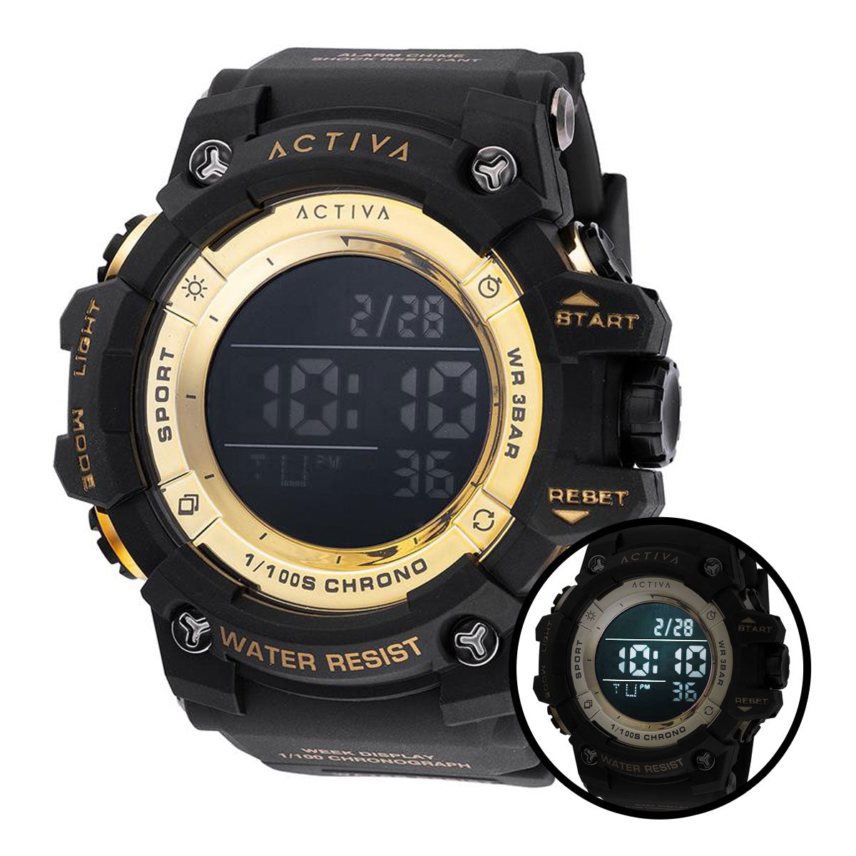 Activa Sync X Invicta Men's Digital Watch - 50mm. Black ACW8046-003