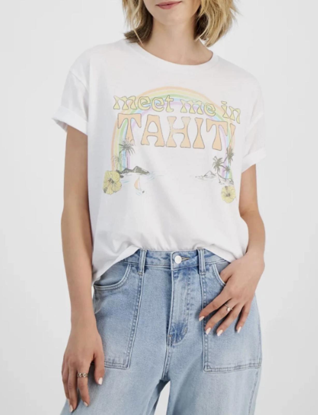 GRAYSON THREADS, THE LABEL JUNIORS TAHITI GRAPHIC T-SHIR WHITE - Size - L