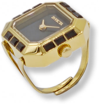 Invicta Watch INVICTA WOMEN'S 49584 MINI QUARTZ 2 HAND BLACK DIAL RING WATCH