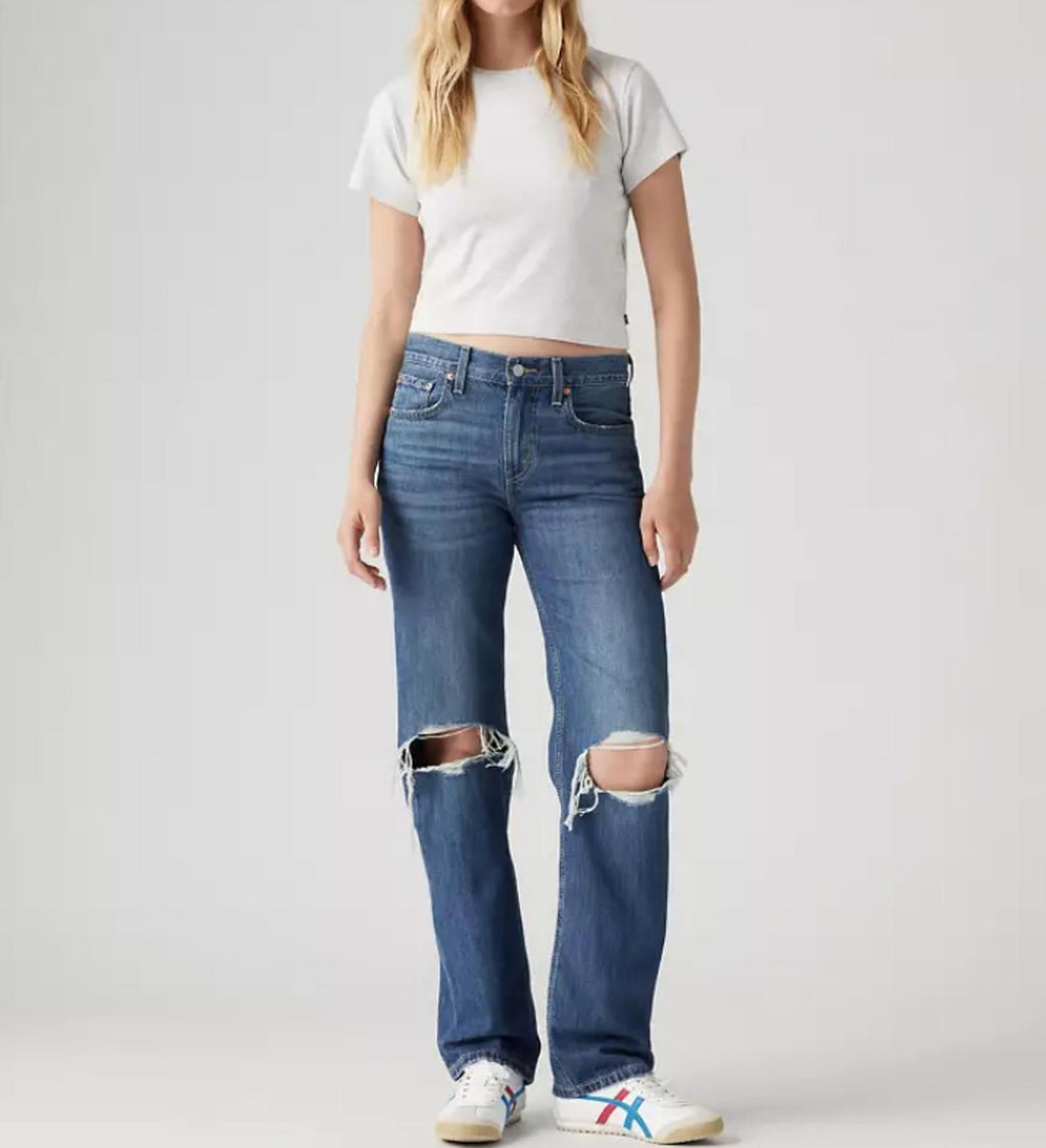 Levi's Low Pro Straight Leg Jeans with Holes -  (30" waist)
