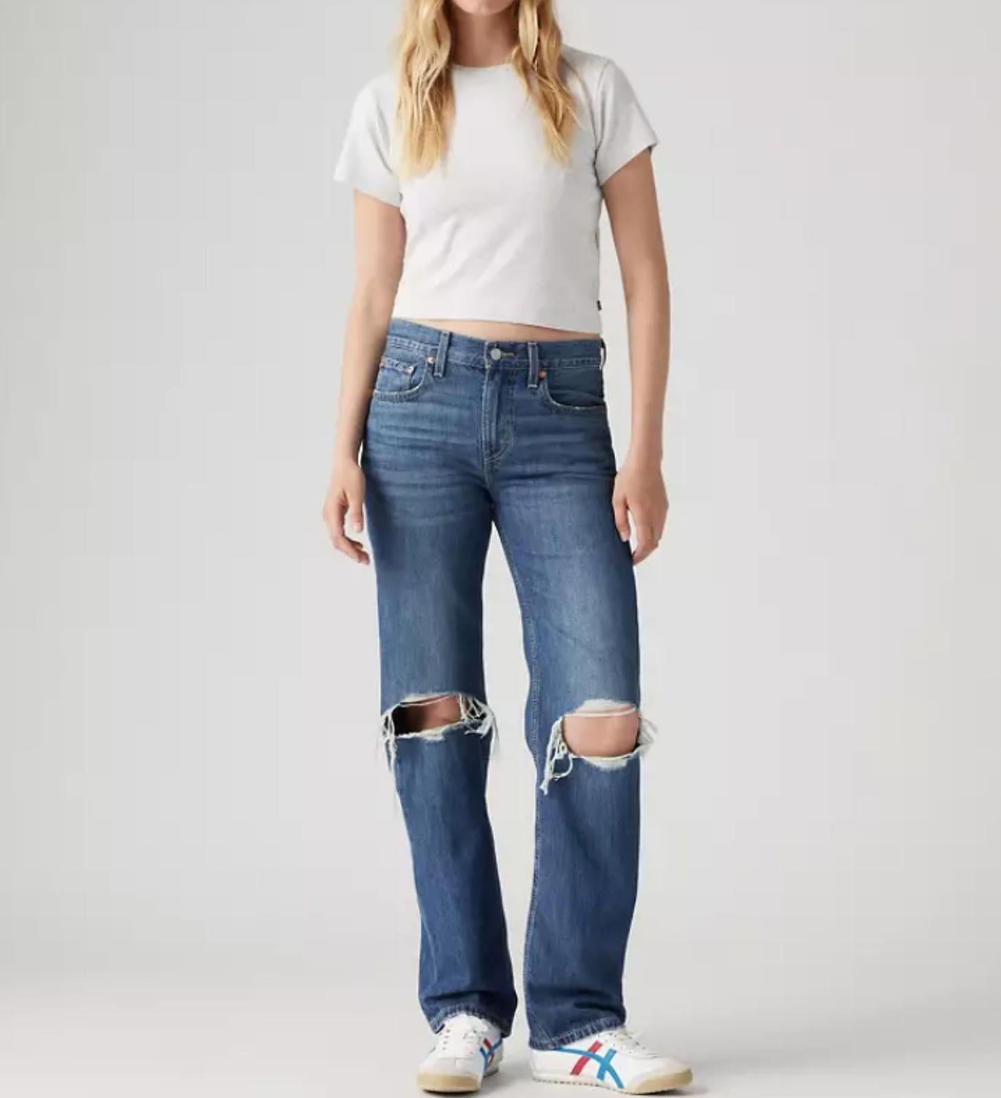 Levi's Low Pro Straight Leg Jeans with Holes -  (30" waist)
