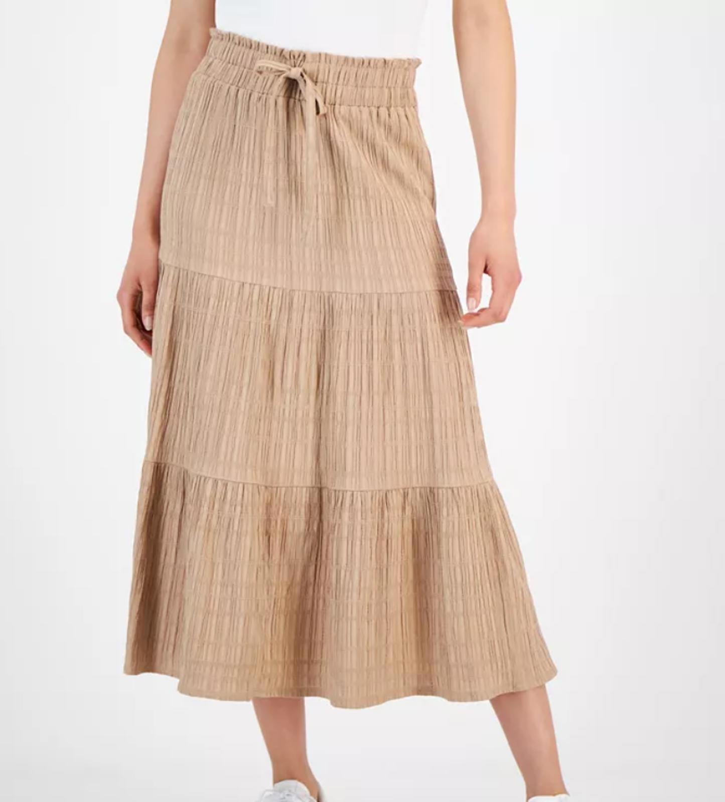 CELEBRITY PINK JUNIORS TIERED MIDI SKIRT WHITE - Size - XL