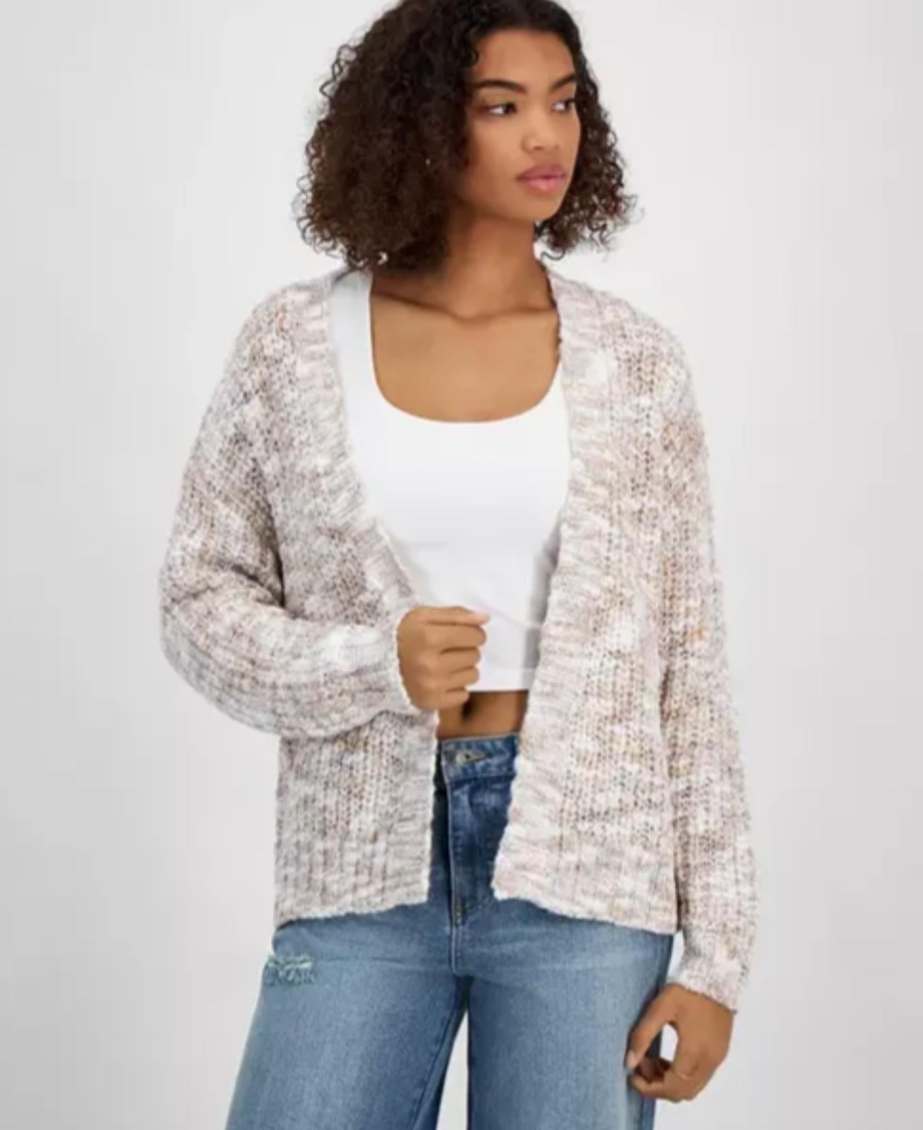 HIPPIE ROSE JUNIORS OPEN-FRONT LONG-SLEEVE TOP - Size - Medium