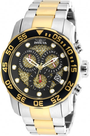 Invicta Watch INVICTA MEN'S 19839 PRO DIVER QUARTZ 3 HAND BLACK, GOLD DIAL WATCH