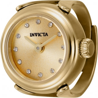 Invicta Watch INVICTA WOMEN'S 44483 MINI QUARTZ 2 HAND GOLD DIAL RING WATCH
