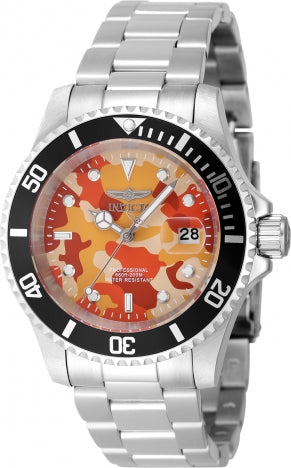 Invicta Watch INVICTA MEN'S 48569 PRO DIVER QUARTZ 3 HAND CAMOUFLAGE, ORANGE DIAL WATCH