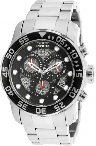 Invicta Watch INVICTA MEN'S 19836 PRO DIVER QUARTZ 3 HAND BLACK, SILVER DIAL WATCH